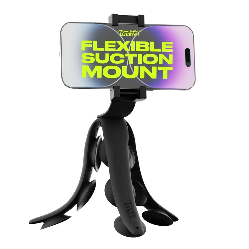 Tenikle PRO Jet Black - Flexible Tentacle Tripod for Mobile Phone and Action Camera GoPro, Insta360, DJI Osmo, Bendable Suction Cup Camera Mount & Holder, iPhone & Android Compatible - Image 1