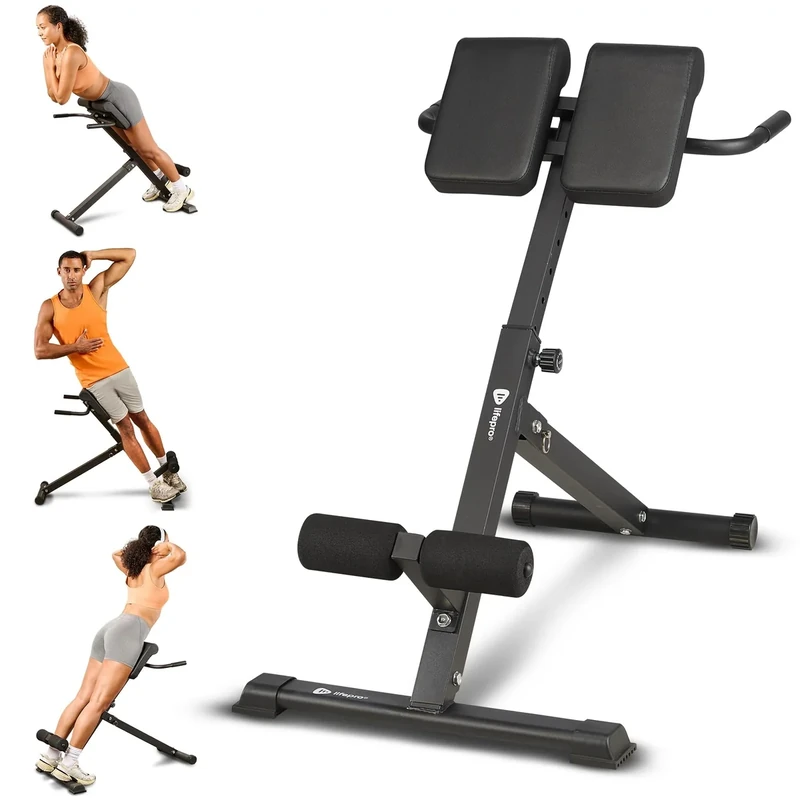 Lifepro SculptTrainer Roman Chair – Hyperextension Bench for Strength Training – Adjustable Back Extension Machine, Ab Bench & Foldable Sit-Up Bench for Athletes, Core Work & Home Gym Workouts