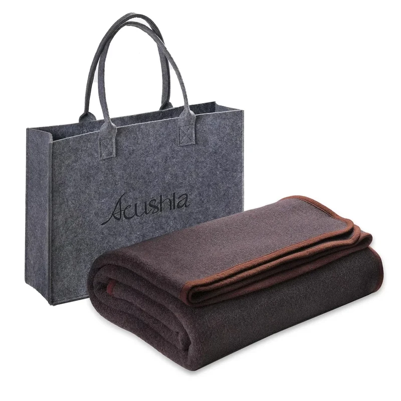 ACUSHLA 80% Merino Wool Camp Blanket - Soft Warm Thick Blanket Throw for Bed Couch Outdoor Camping Travel Car Sleeping Patio Porch, 59"x79" Dark Red