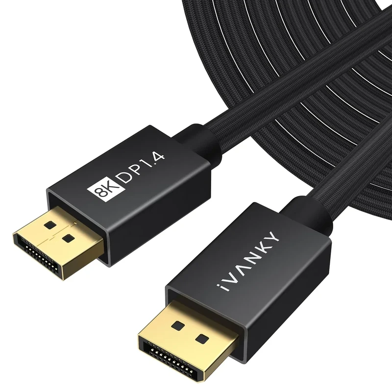 IVANKY 8K DisplayPort 1.4 Cable 25ft - 8K@60Hz, 4K@144Hz, 1080P@240Hz