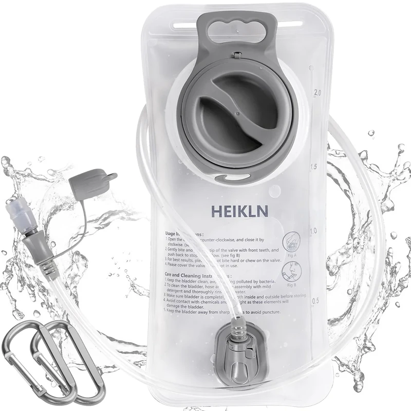 HEIKLN Hydration Bladder 2 Liter,Water Bladder for Hiking Backpack,Leak Proof Water Bladder Bag, BPA Free Military Water Storage Bladder, Hydration Pack for Bicycling Hiking Camping Hunting Running