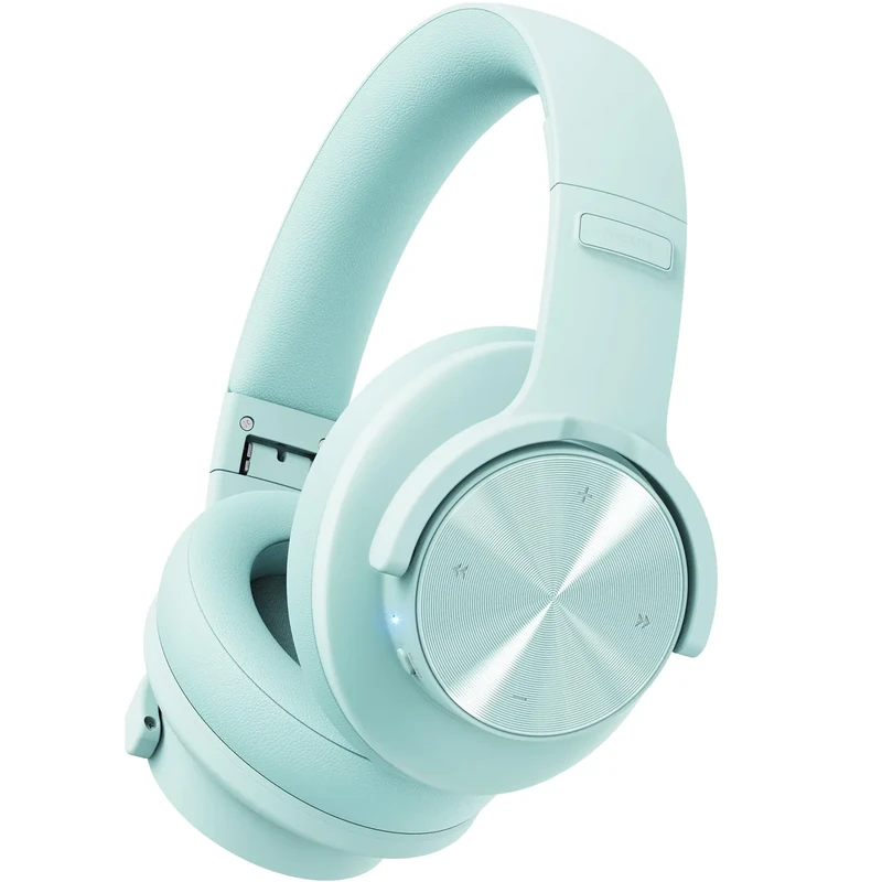 Picun B8 Bluetooth Over Ear Headphones, 120H Playtime with 3 EQ Modes, Low Latency, Hands-Free Calls, Deep Bass for Travel, Home, Office & PC (Cyan)