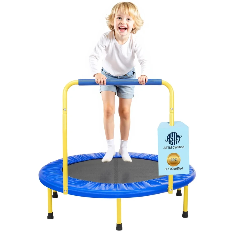 VEVOR 3FT Trampoline for Kids, 36" Trampolines Indoor/Outdoor Trampoline for Toddlers, Foldable Mini Baby Jump Toy with Foam Handle, Recreational Trampolines Birthday Gift for 3+ Years Kids