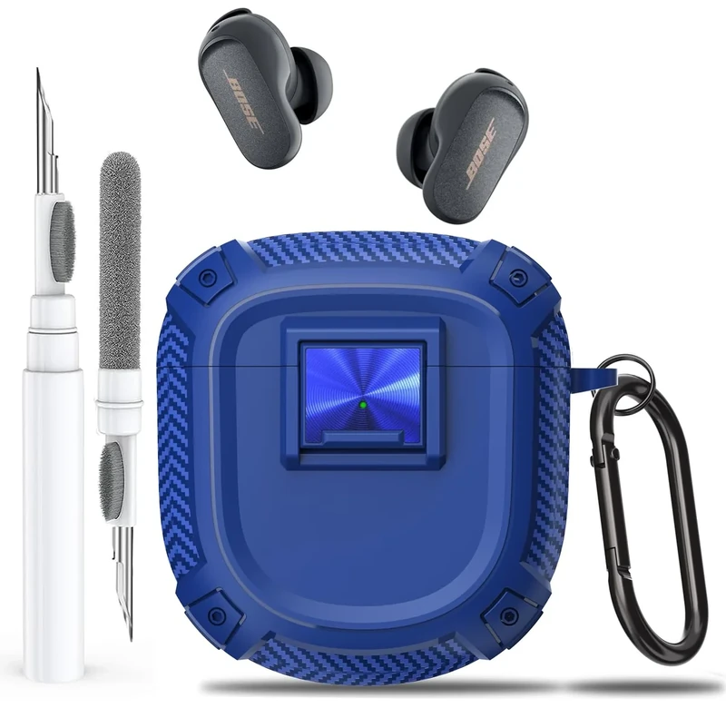 Olytop Clip Case + Cleaner for Bose QC Earbuds II/Ultra - Blue