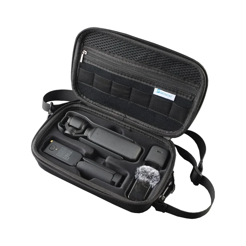 Skyreat Osmo Pocket 3 Case, Portable PU Storage Protective Bag for DJI Osmo Pocket 3 Creator Combo Accessories (Black) - Image 1