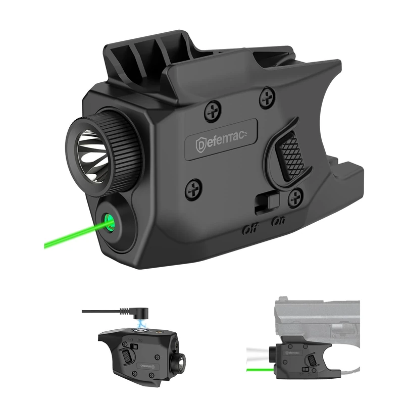 DEFENTAC 350 Lumens Pistol Light Green Laser Combo is Compatible with M&P Shield and M&P Shield Plus, 9mm/.40 Only, Magnetic Rechargeable, NOT for Other Handguns.