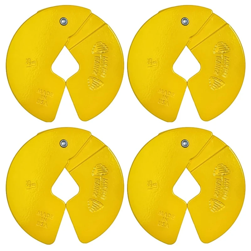 Micro Gainz Dumbbell Fractional 1.25lb Weight Plate, Ideal for Micro Loading, (Choose Color) 4 Piece Fractional Weight Plates, Designed for Dumbbell Training, Made In USA (Yellow)