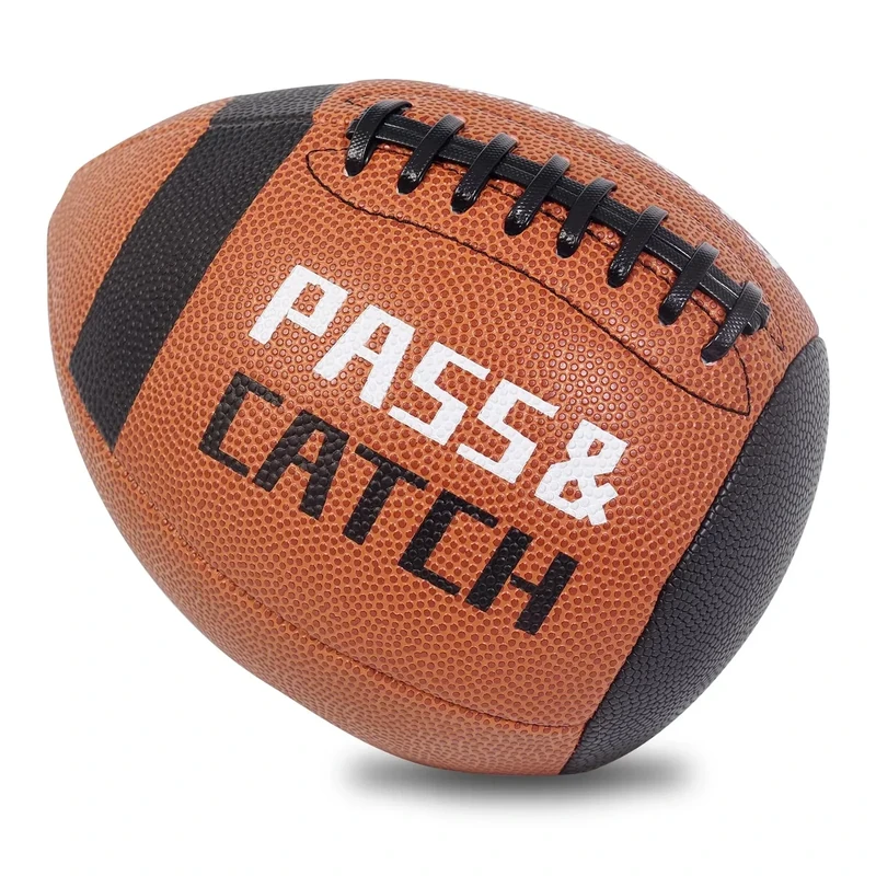 PassCatch Training Football Peewee Kids Youth Official Size for All Ages Fatherless Bounce Back Ball (Brown, Mens&Youth Size 9 for Ages 13+)