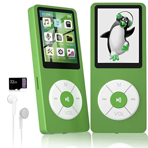 MP3 Player with 32GB TF Card,Built-in HD Speaker,Portable HiFi Music Player with Video/Voice Recorder/FM Radio/Photo Viewer/E-Book Player for Kids (Emerald Green)
