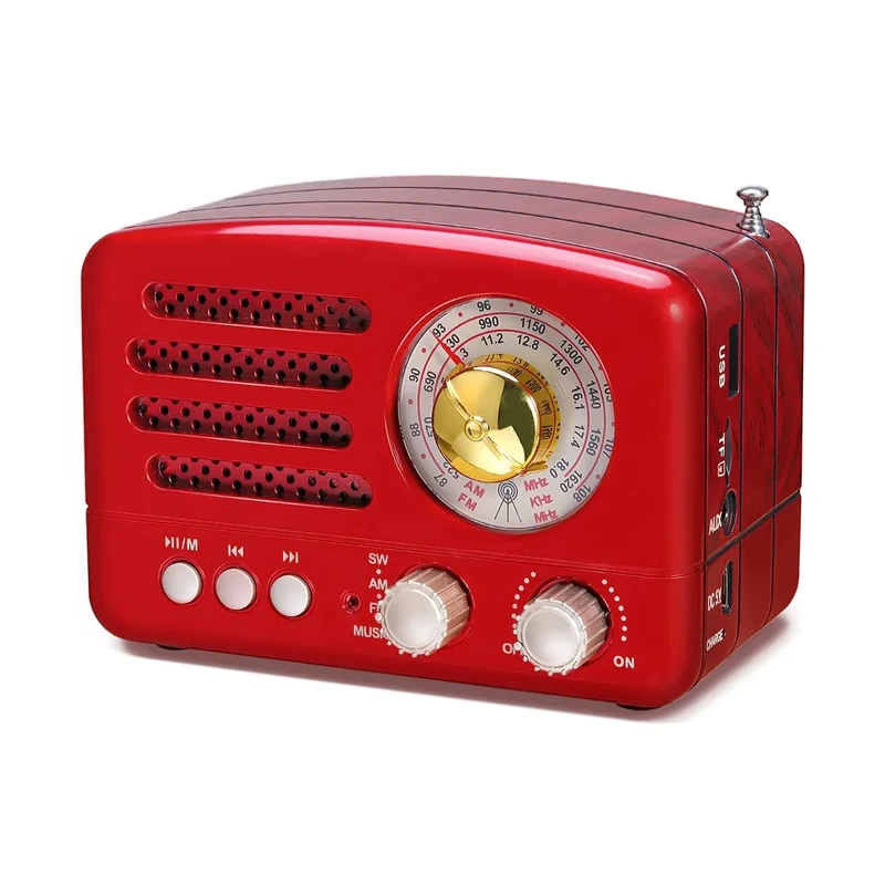 PRUNUS J-160 Retro Vintage AM FM Radio with Bluetooth, Gifts for Mom, USB/TF Card Playback, Small Transistor Radios Battery Operated, Rechargeable Radio