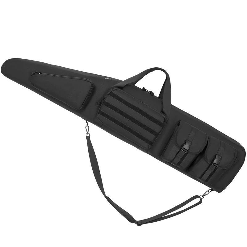 OUUTMEE Soft Double Shotgun Rifle Case 52" Long Rifle Bag for Hunting Shooting Range, Firearm Transportation, With Multiple Magazine Holder Pouches