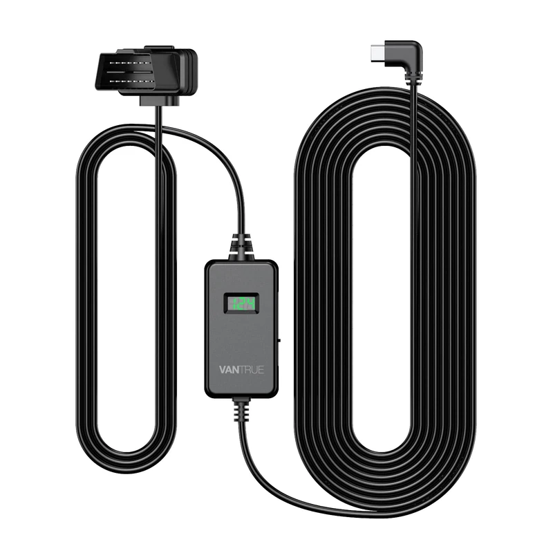 VANTRUE 10ft USB-C OBD Power Cable - 3 Gear, Low Volt Protection, Park