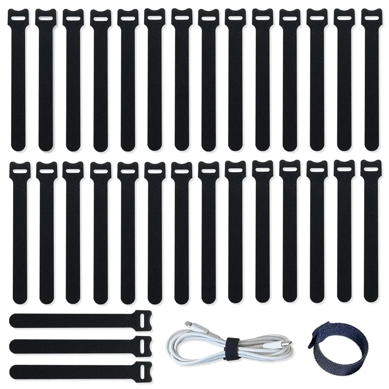 200pcs 4 Inch Cable Ties Reusable Cable Straps Multi-Purpose Tie Wraps Cord & Cable Organizer Used for Headphones, Phones, Home, Office and Data Centers