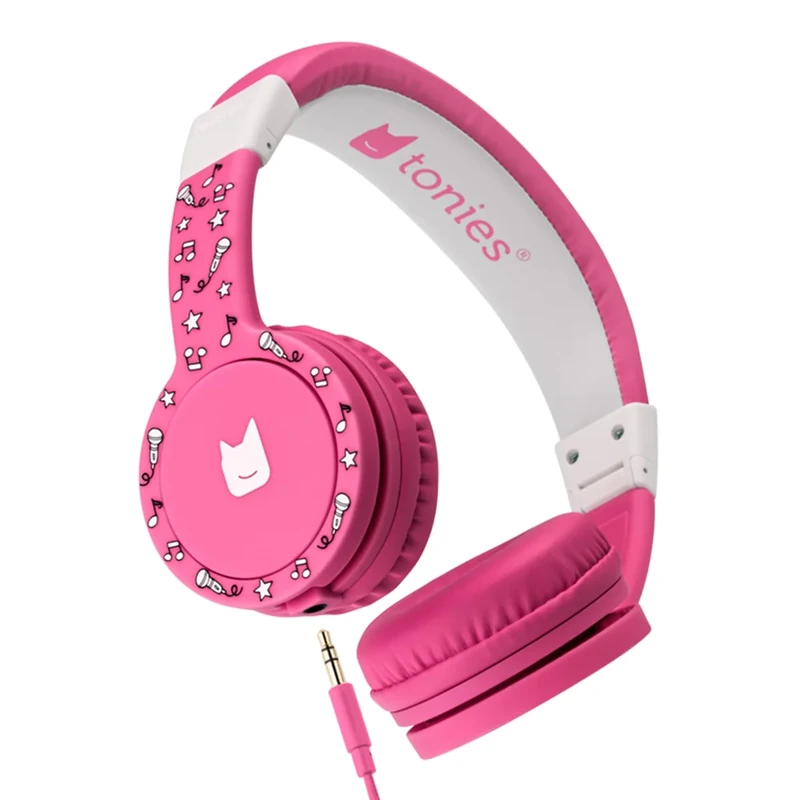 Tonies Foldable Wired Headphones for Kids - Comfortably Designed to fit On-Ear - Works with Toniebox 1 and All 3.5mm Devices - Pink