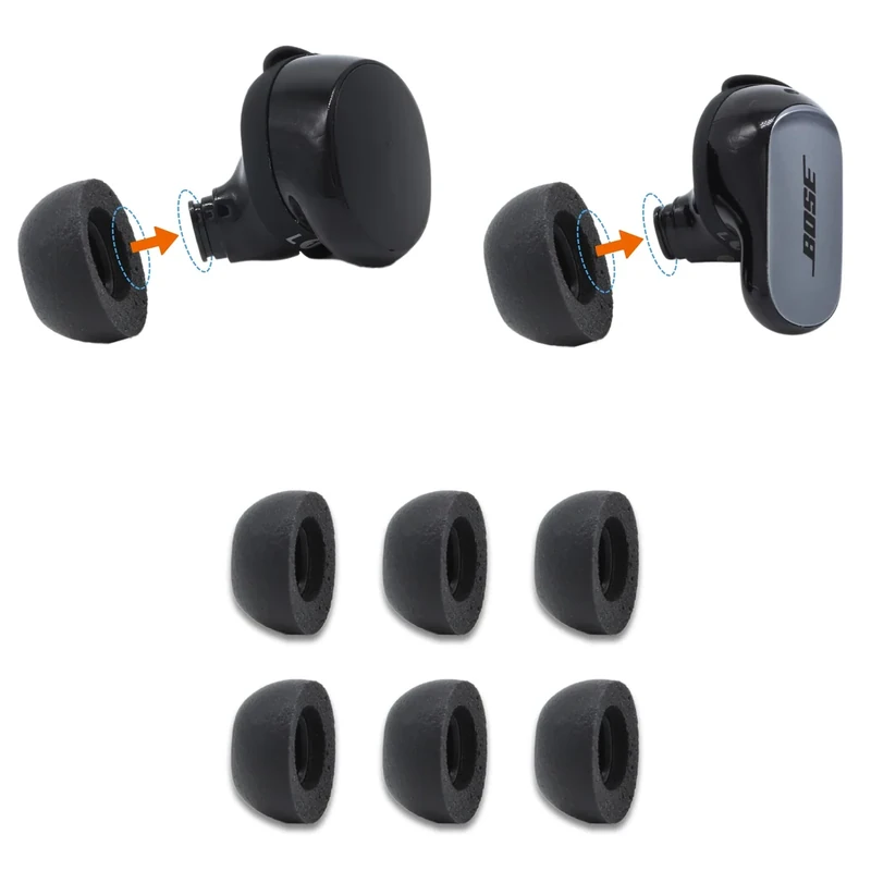 Comply Memory Foam Replacement Earbud Tips for Bose QuietComfort, II, Ultra 1&2 | Ultimate Comfort, Secure Fit, Superior Noise Isolation | Black, Large (3 Pairs)
