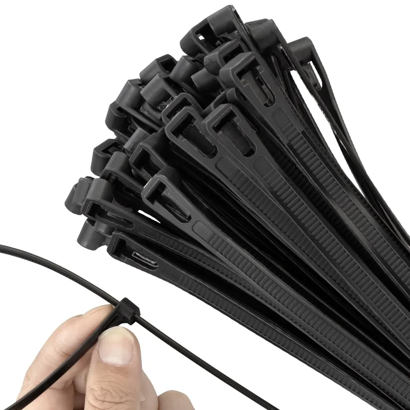 Armpow 18 Inch Recoverable Reusable Zip Ties, 100PCS Black Zip Ties, Outdoor 120 lb. Cable Ties, Releasable Plastic Ties, Removable Wire Ties for Wire Management Outdoor Patio