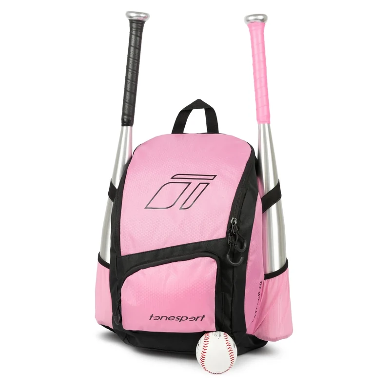 Tonesport Youth Baseball Bag - Backpack for Baseball, Softball, Tball - Bat Bag for Youth - Radiant Pink