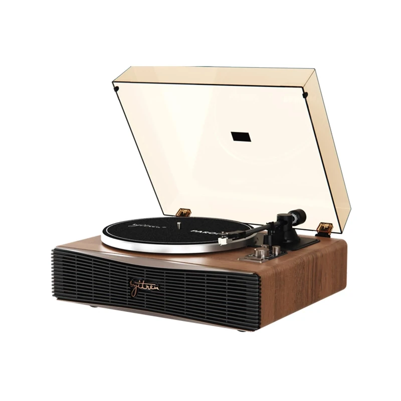 Syitren Paron Turntable with Bluetooth, Built-in Speakers - Walnut