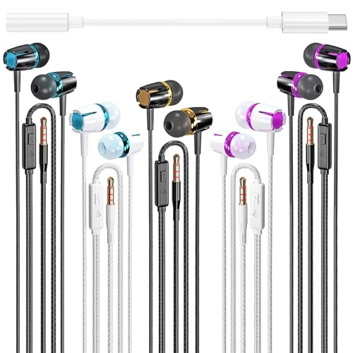Rayleigh 5-Pack Wired Earbuds + USB-C to 3.5mm - iPad & Android - Image 1