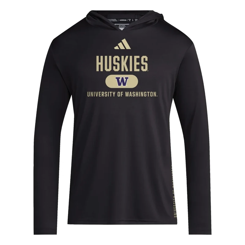 adidas Men's NCAA Designed for Training Team Lightweight Hoodie, Black/Team Sand/University of Washington, Medium - Image 1