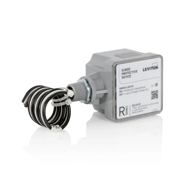 Leviton Type 1 Surge Protective Panel, Residential Home Surge Protection, 120/240 VAC, Split Phase, 36kA per Phase, R2120-B SPD