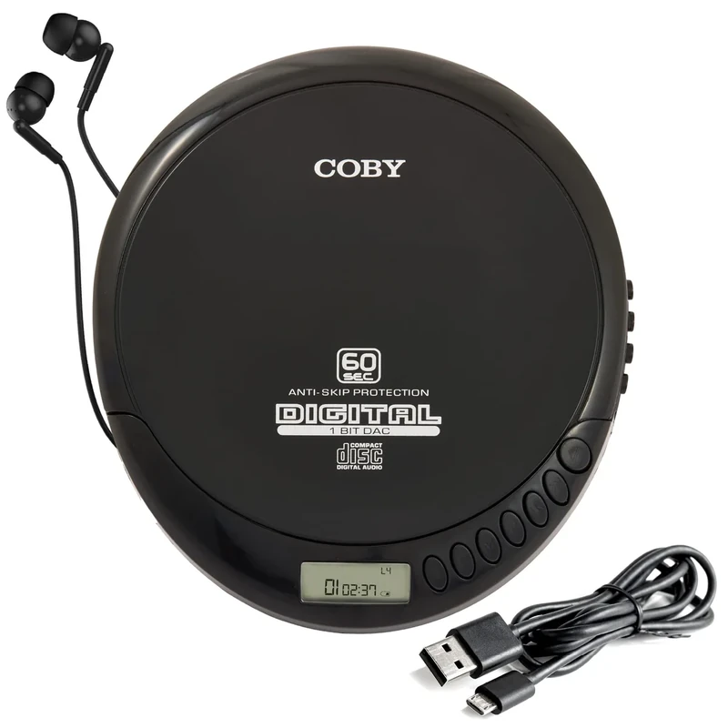 Coby CD191ABK Portable CD Player - FM Radio, MP3, Shockproof, Battery - Image 1