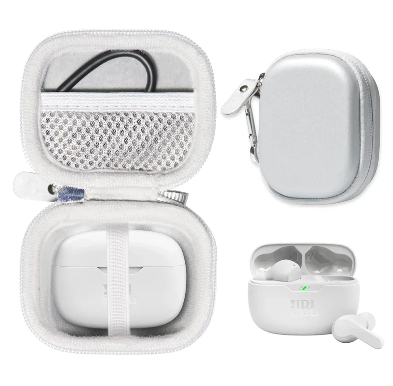 CaseSack Case for JBL Vibe Beam True Wireless Noise Cancelling Earbuds (White)