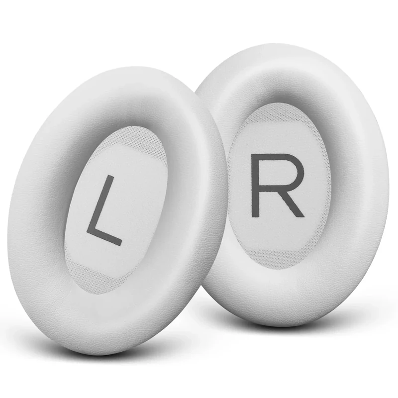 GEVO Replacement Ear Pads for Bose QC45, Ear Cushions for Bose QuietComfort 45 (QC45) & Quiet Comfort SE (QC SE) Headphones, Earpads with Softer Leather Noise Isolation Foam (White Smoke)