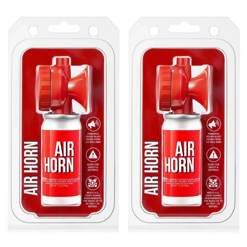 Saillong 2 Pack 1.4oz Boat Air Horn for Safety, Loud Marine Air Horns Can, Mini Small Blow Fog Bear Horn, Emergency Use for Sporting Events, Boat, Animal Alarm