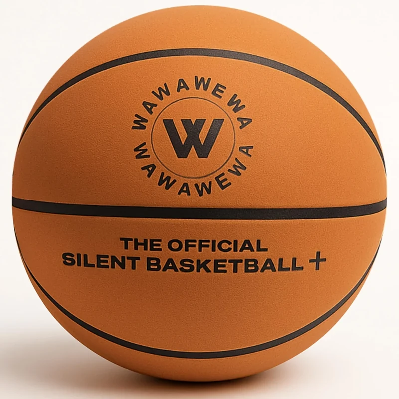 WAWAWEWA The Official Silent Basketball Size 7 (29.5") - Grooved Airless Indoor Basketball for Quiet Dribbling and Indoor Training - Real Feel PU Foam Ball