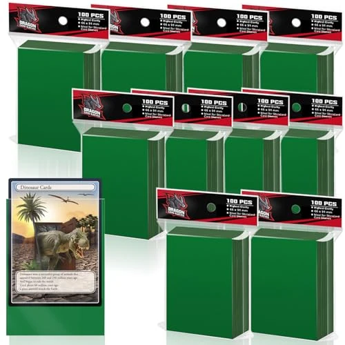 Trading Card Sleeves,Top Loaders Card Protection for Baseball Cards, Matte Card Sleeves Fit for Yugioh,Football,Magic,Sports Cards (Green, 1000)