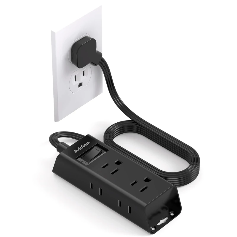 Addtam 10 ft Plug Power Strip - 6 Outlets, Thin Plug, Cruise Approved
