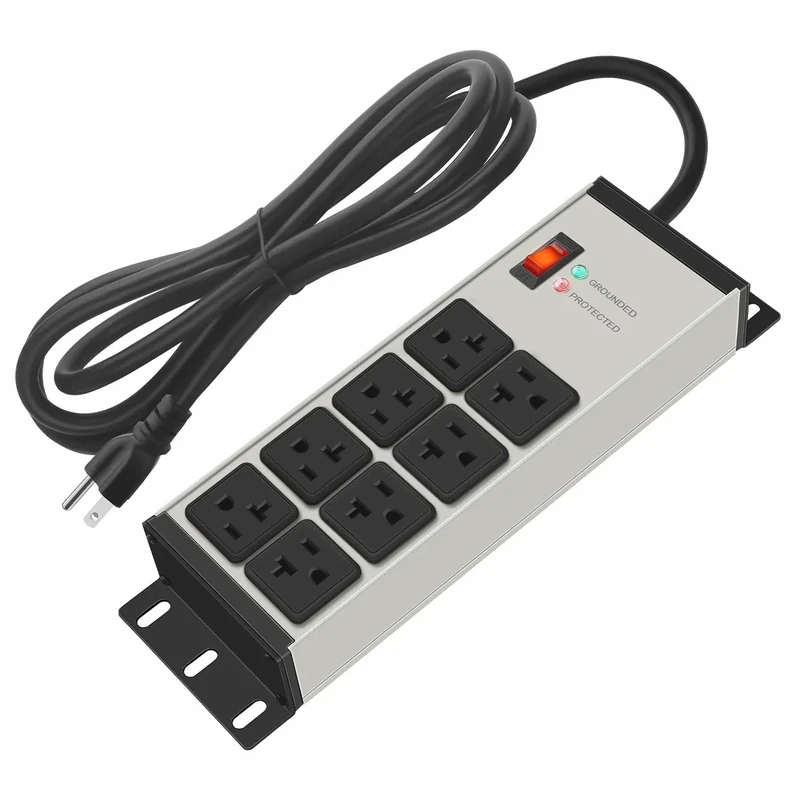 CCCEI 20A Power Strip - 8 Outlets, 6ft 12AWG Cord, 5-20R/6-20R & 5-15P