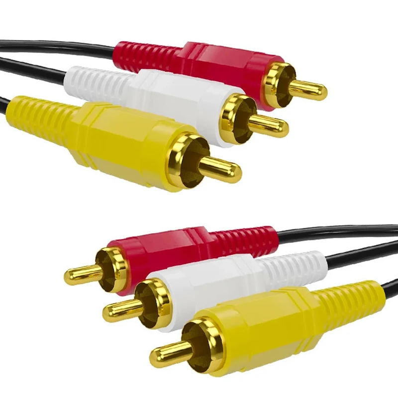HTDYOO Gold-Plated RCA AV Cable 4.6ft 3 Male-to-Male Yellow White Red