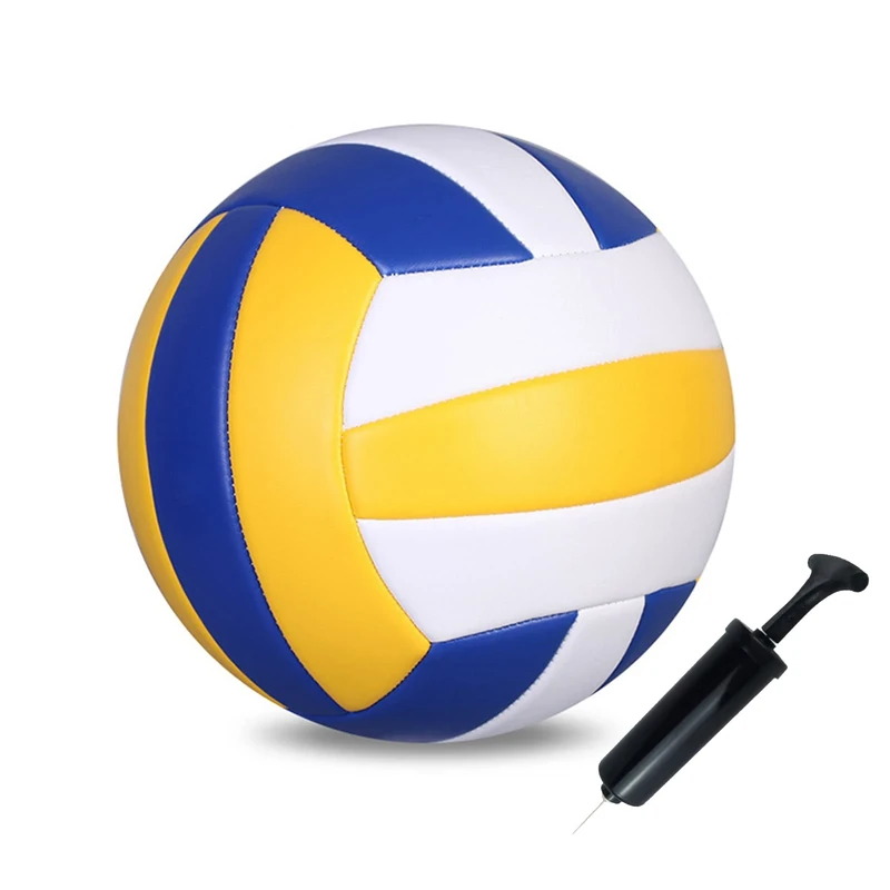 ABAJI Volleyball Yellow Blue Official Size Thicker PU Waterproof Anti-Explosion Design Boys Girls Training Practice Indoor Outdoor Beach Pool Play