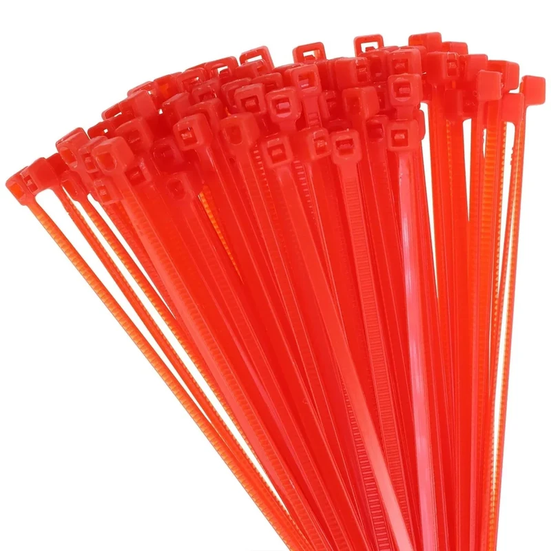 Mini Skater 6 Inch Multi-Color Multi-Purpose Heavy Duty Nylon Zip Cable Ties (200, Red)