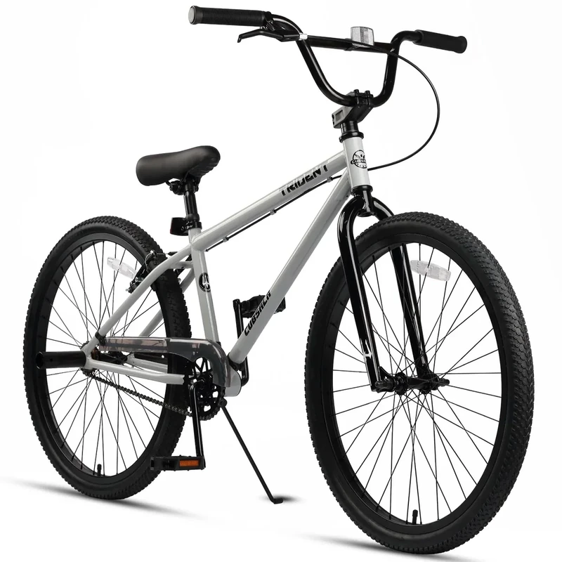 cubsala 24 Inch BMX Race Bike Trident Bicycles Beginner-Level to Advanced Riders with 2 Pegs Trick Cycling and Professional Riding, Grey