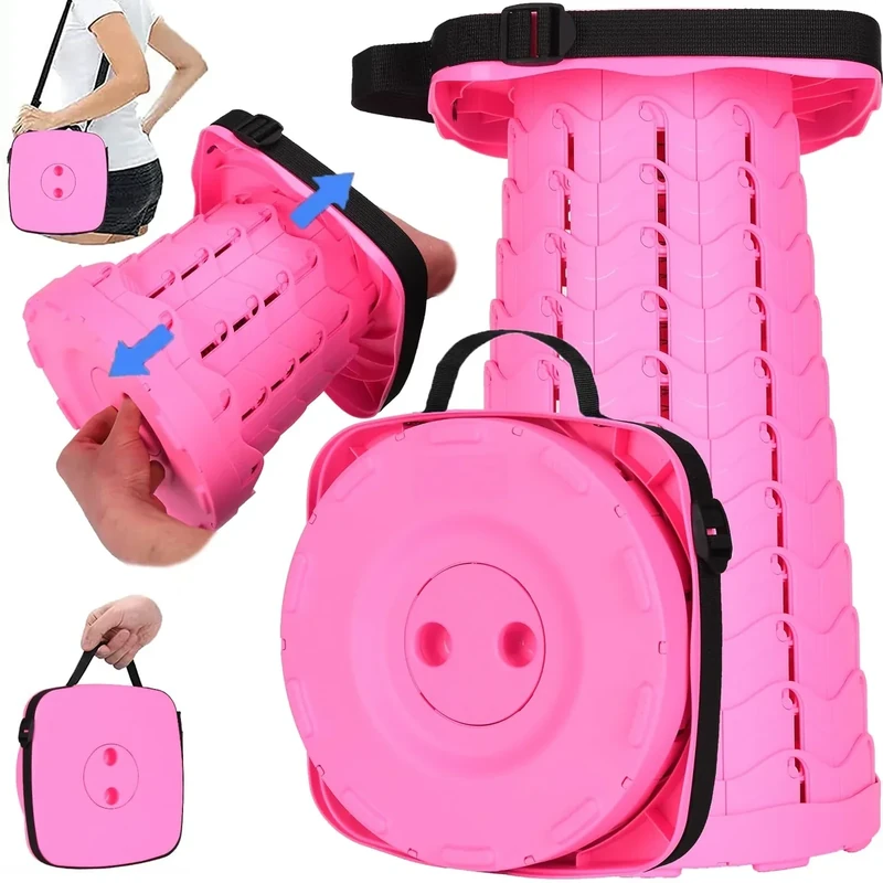 Fishboy Upgraded Collapsible Stool, 400lbs Max Weight, Lightweight But Sturdy, Portable Retractable Folding Telescoping Foldable Camping Stool for Adults Outdoor Fishing Hiking BBQ