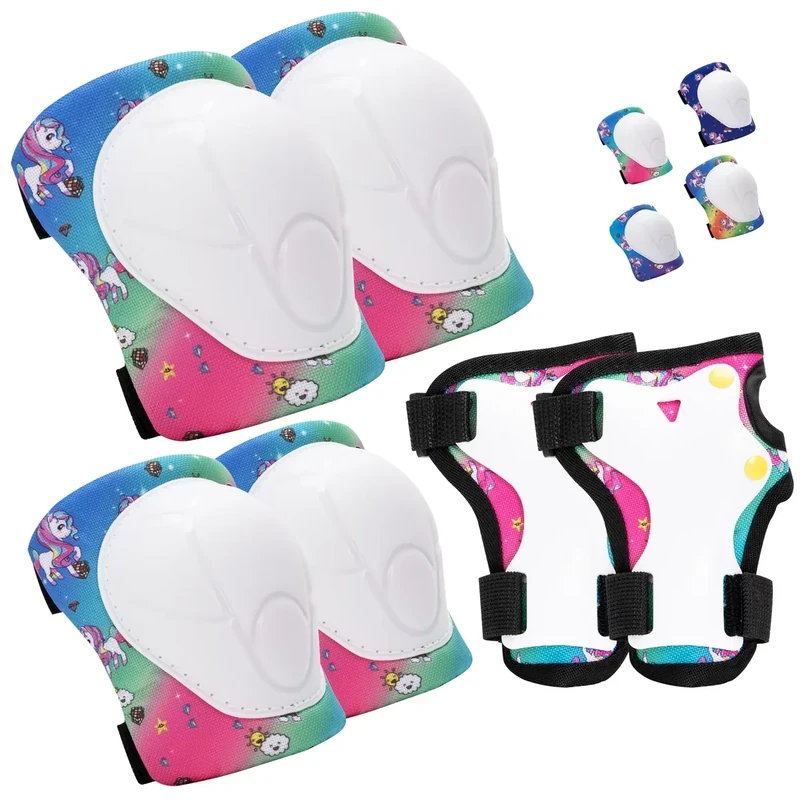Wemfg Kids Protective Gear Set Knee Pads for Kids 3-14 Years Toddler Knee and Elbow Pads with Wrist Guards 3 in 1 for Skating Cycling Bike Rollerblading Scooter