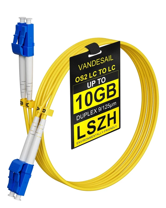 VANDESAIL LC to LC Single Mode Fiber Patch Cable 3M, OS2 Fiber Cable Patch Cord 1G/10GB SMF Duplex LC-LC Jumper 9/125µm LSZH for Optical Communication Equipment - 3m(9.8FT) 1 Pack