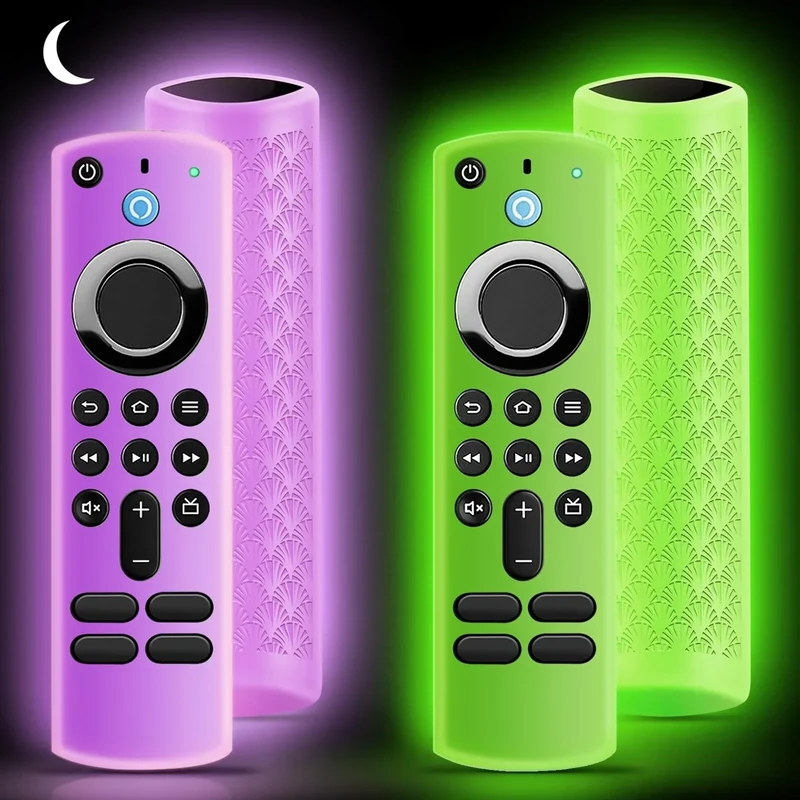 OneBom 2-Pack Remote Cover Glow Green & Purple, Fits TV Stick HD/4K