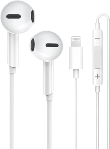 MITB 1Pack Wired Lightning Earbuds - iPhone Compatible with Built-in Mic & Volume Control