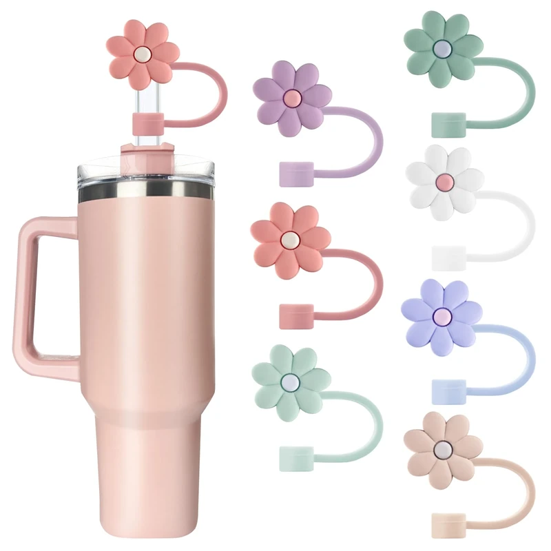 7Pcs 0.4in/10mm Diameter Silicone Straw Covers Cap Compatible with Stanley 20 30&40 Oz Cup, Straw Toppers for Stanley 40 Oz Tumbler with Handle, Dust-Proof Straw Caps for Water Bottle