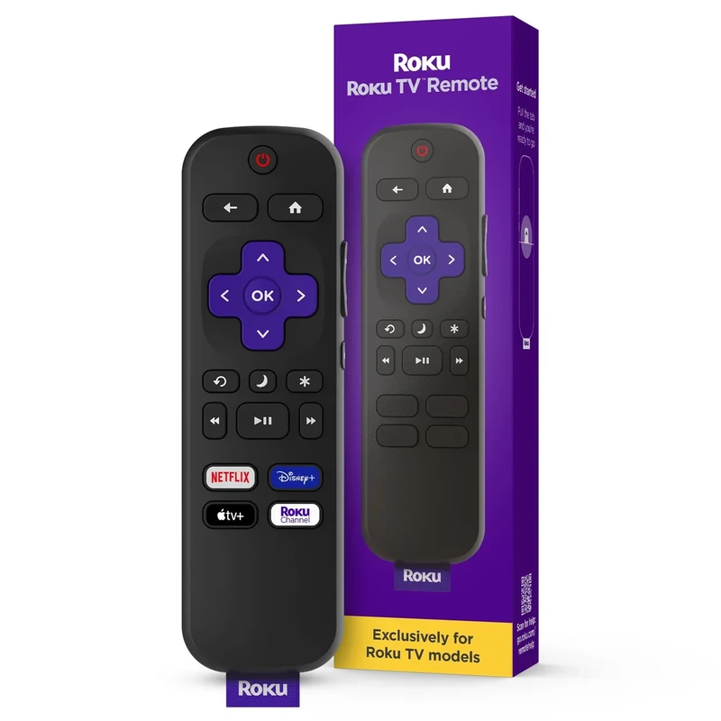 Roku TV Remote - Setup, Pre-Set App Shortcuts, Batteries Included