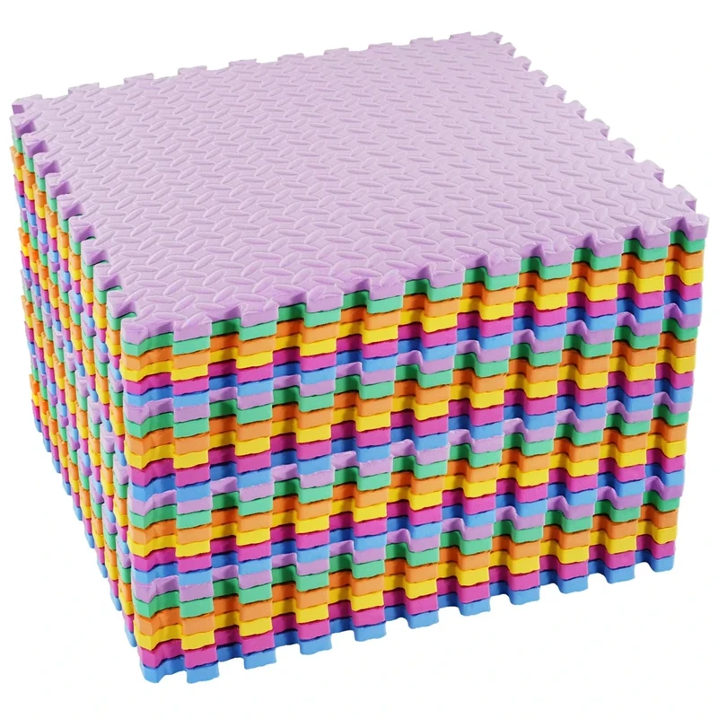 BalanceFrom 24 Piece Foam Floor Mat Puzzle Tiles, 3/4” Thick, 96 Sq Ft, Multi