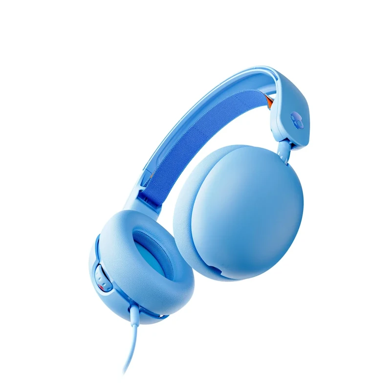 Skullcandy Grom Wired Headphones, Volume-Limiting Audio, Comfortable Over-Ear Fit, Foldable, Designed for Kids 6+, Convenient for Travel with 3.5mm AUX Plug, Built-in Microphone - Surf Blue