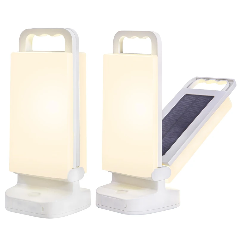 Solar Camping Lantern 6000mAh 2 Pack, USB Rechargeable Camping Light & Power Supply, Dimmable LED Night Lamp with Up to 80Hrs Runtime, Survival Gear for Emergency, Hurricane, Hiking & Outdoor, Indoor