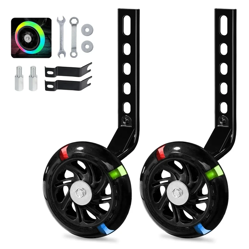 PRUNUS Flash BIKE Training Wheels for 12 14 16 18 20 Inch.Training Wheels for Kids Bike is Heavy Duty.Bicycle Training Wheel is Suitable Single Speed Bike - Image 1