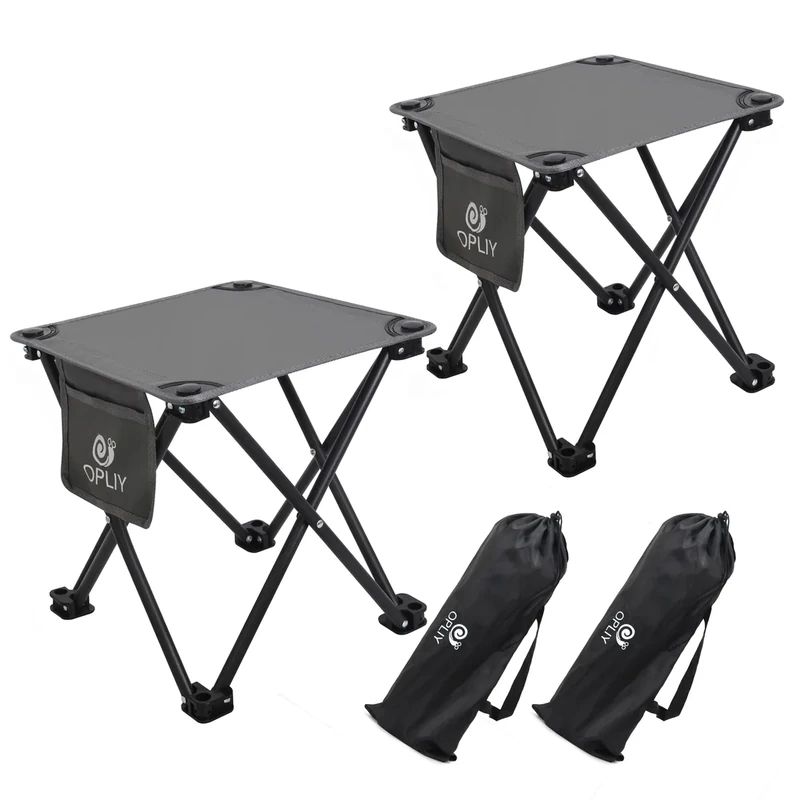 Opliy Camping Stool 2 Pack,13.5 Inch Portable Folding Stool for Outdoor Gardening and Beach Hiking Fishing,Foot Stool with Carry Bag (Gray)