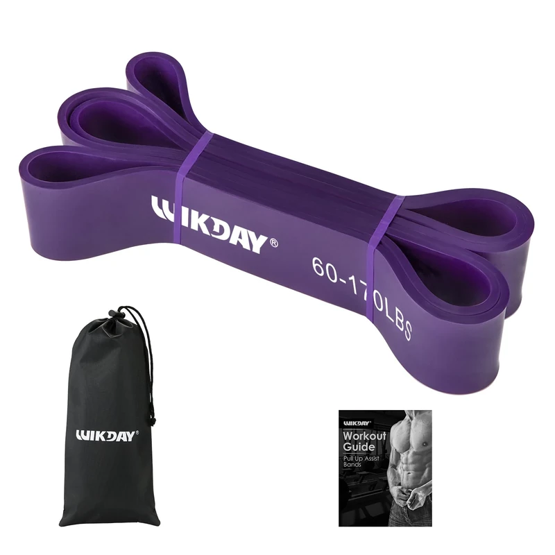 WIKDAY Resistance Bands for Working Out, Exercise Bands, Workout Bands, Pull Up Assistance Bands for Body Stretching Training Physical Therapy Muscle Training for Men & Women Dark Purple (75-140 lbs)